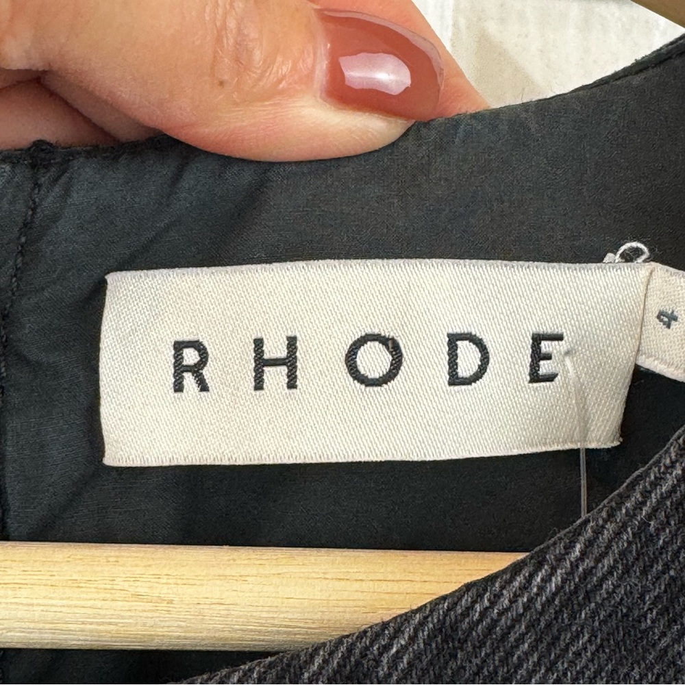 RHODE Women's Pia Black Denim Puff Sleeve Mini Dress Sz. 4 - Picture 15 of 16